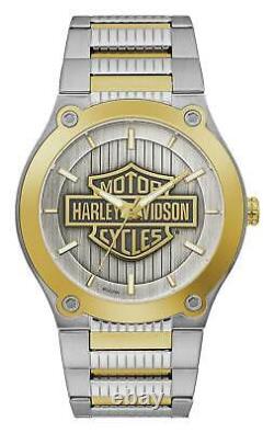 Harley-davidson Bar & Bouclier Pour Hommes Logo En Acier Inoxydable Montre Dorée
