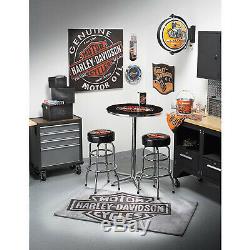 Harley-davidson Bar & Shield En Acier Chrome Cadre Logo Bar Table Ronde 41dans. H