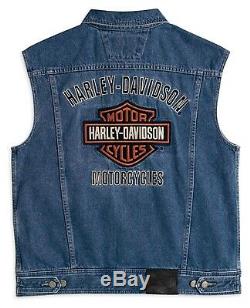 Harley-davidson Bar & Shield - Gilet En Denim Avec Logo Gr. 3xl Herren Jeans Weste, Bleu