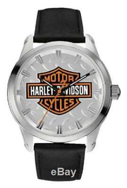 Harley-davidson Bar & Shield Hommes Diamond Plate Montre En Acier Inoxydable 76a145