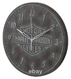 Harley-davidson Bar & Shield Logo Horloge Extérieure Résine Détresse Finition