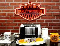 Harley-davidson Bar & Shield Neon Clock Toutes Les Grottes De L'homme Doivent En Avoir Un Bon Prix