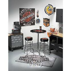 Harley-davidson Bar & Shield - Table À Barres Rondes Avec Logo, Cadre En Acier Chromé H