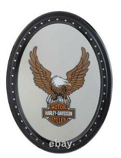 Harley-davidson Barre D'aigle Montante Et Logo De Bouclier 18 X 24 Oval Mirror Hdl-15232