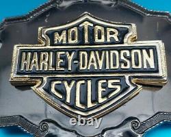 Harley-davidson Belt Bucckle 1970's Rare Bar Et Shield Tres Gently Utilisé