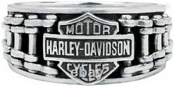 Harley-davidson Bike Bar & Shield Bike Chain Ring, Argent Sterling Hdr0260 Par D