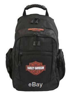 Harley-davidson Black & Orange 3-d Bar & Shield Classic Backpack Bp1932s-orgblk