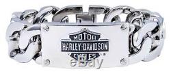 Harley-davidson Bracelet D'identification De Lien De Gourmette Avec Logo Et Barre Pour Homme, Acier Hsb0143
