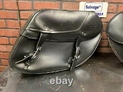 Harley-davidson Dyna Side Leather Bar & Shield Luggage Saddlebag Bag Set