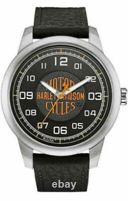 Harley-davidson Édition Limitée Homme Bar & Shield Script Watch, Avec Logo Orange