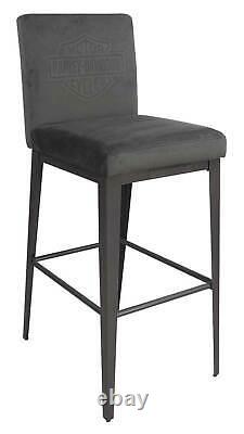 Harley-davidson Embossed Bar & Shield Contemporain Faux Suede Bar Tabouret Gris