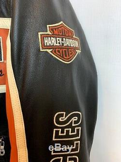 Harley-davidson En Cuir Racing Veste Hommes M Biker Bar & Shield Logo