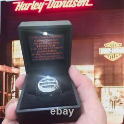Harley-davidson Ghost Bar & Shield Silver Bague Boîte À Message Éclairée Cadeau De Mari