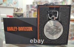 Harley-davidson Homme Barre Et Bouclier En Acier Inoxydable Montre De Poche Avec Chaîne