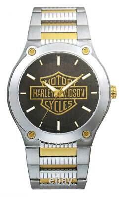 Harley-davidson Homme Gold Bar & Shield Stainless Steel Watch, Argent 78a126