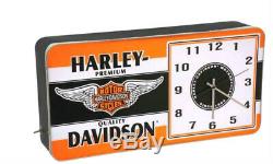 Harley-davidson - Horloge En Métal Avec Annonce À Led - Barre Et Bouclier - Hdl-16641