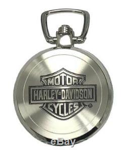 Harley-davidson Men Bar & Shield En Acier Inoxydable Montre De Poche Avec Chaîne 76a165