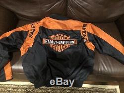 Harley-davidson Men Noir Et Orange Bar & Shield Jacket Casual Taille Large