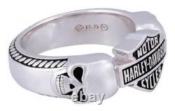 Harley-davidson Men’s Wicked Skulls Bar & Shield Ring, Sterling Silver Hdr0534
