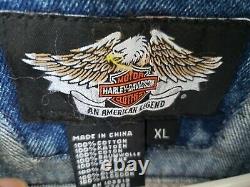 Harley-davidson Mens Denim Bar & Shield Broded Vest XL Blue 99041-08vm, Mint