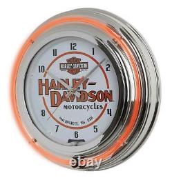 Harley-davidson Motorcycle Double Neon Bar & Shield Horloge, Orange Neon Hdl-16623