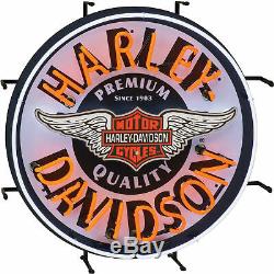 Harley-davidson Retro Winged Bar & Shield Neon Light Wall Window Sign, 24 Dia