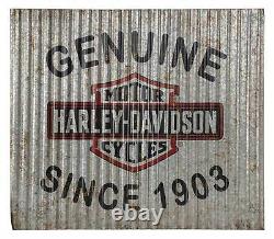 Harley-davidson Véritable Depuis 1903 Bar & Shield Plaque Métallique Ondulée Argent