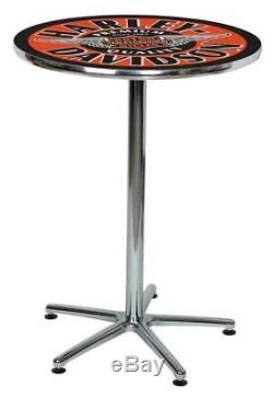 Harley-davidson Winged Bar & Shield Round Table Café Noir Et Orange Hdl-12328