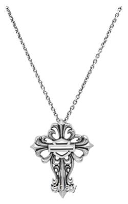 Harley-davidson Women’s Necklace, Bar & Shield Filigree Cross, Silver Hdn0256