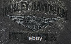 Homme Harley Davidson Gilet En Cuir 3xl XXXL Noir Juneau Snap Bar Bouclier Cailloux