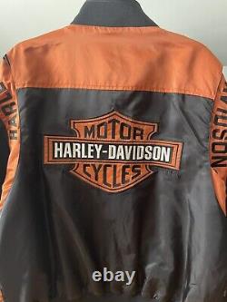 Homme Harley Davidson Nylon Veste Bar & Shield Orange Et Noir Taille De Manteau L