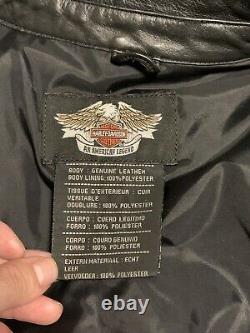Homme Harley Davidson Veste De Chemise En Cuir L Black Bar Shield Snap Biker Rare