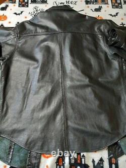 Homme Harley Davidson Veste De Chemise En Cuir XL Black Bar Shield Snap Biker Rare