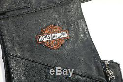 Hommes Chaps En Cuir Harley Davidson Bar Bouclier XL Noir Stock 98090-06vm Non Coupées