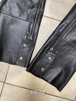 Hommes Harley Davidson Cuir Chaps Noir Stock Bar Shield Snap Pants D'équitation Sz M