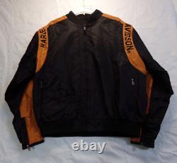 Hommes Harley Davidson Veste Black Orange Nylon Bomber Bar & Shield Racing XL