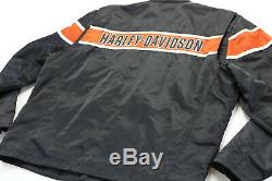 Hommes Harley Davidson Veste XL Nylon Noir Orange Générations Bar Bouclier Zip Up