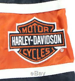 Hommes Harley Davidson Veste XL Nylon Noir Orange Générations Bar Bouclier Zip Up