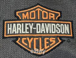 Hommes Harley-davidson Veste Maille Polyester L Armure Gris Orange Zip Bouclier De Bar