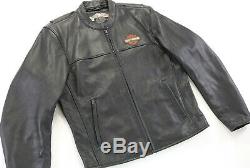Hommes Veste En Cuir Harley Davidson 2xl Stock 98112-06vm Bouclier Barre Noire Zip