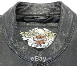 Hommes Veste En Cuir Harley Davidson 2xl Stock 98112-06vm Bouclier Barre Noire Zip