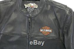 Hommes Veste En Cuir Harley Davidson L Stock 98112-06vm Bouclier Barre Noire Zip
