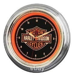 Horloge à LED Harley-Davidson Bar & Shield, Orange Vif Durable, HDL-16633