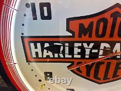 Horloge néon Harley-Davidson Dealer Bar & Shield 1991 AC/Neon à mécanisme d'horloge à piles