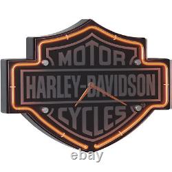 Horloge néon gravée Harley-Davidson Bar & Shield, modèle HDL-16651