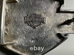 La Plus Rare Boucle De Ceinture En Argent Sterling Harley-davidson 925. Bar&shield. Parchemin Gothique