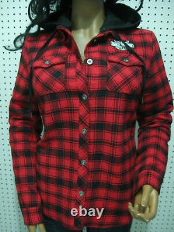 M Nwt Harley-davidson Women's Bar & Shield Flannel Plaid Shirt Jacket