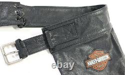 Mens Harley Davidson Leather Chaps 2xl Black Stock 98090-06vm Bar Shield Snaps
