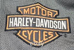 Mens Harley Davidson Maillage Veste L Gris Orange Noir Bouclier De Barre D’armure Réfléchissante