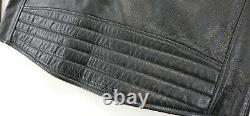 Mens Harley Davidson Pebbled Leather Jacket XL Black Embossed Bar Shield Zip Euc